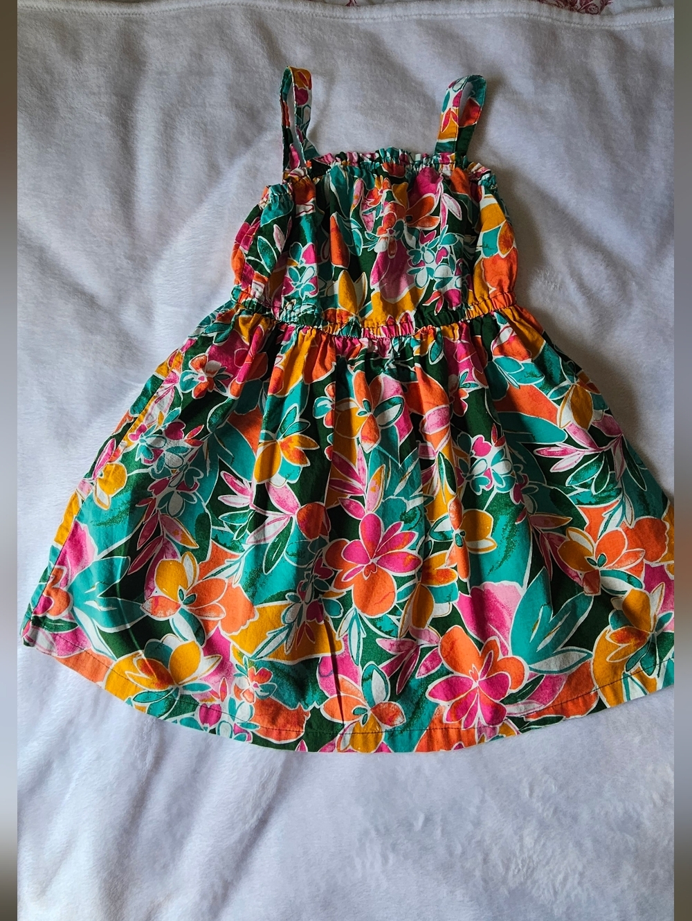 Carter's Tropical Floral Sundress in Green, Pink & Orange